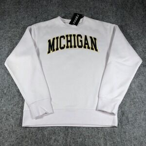 Michigan Wolverines Sweatshirt Mens Small White NCAA Football Crewneck Zoozatz